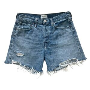 Agolde Parker Vintage Cutoff Denim Shorts Size 28 Distressed High Rise Raw Hem
